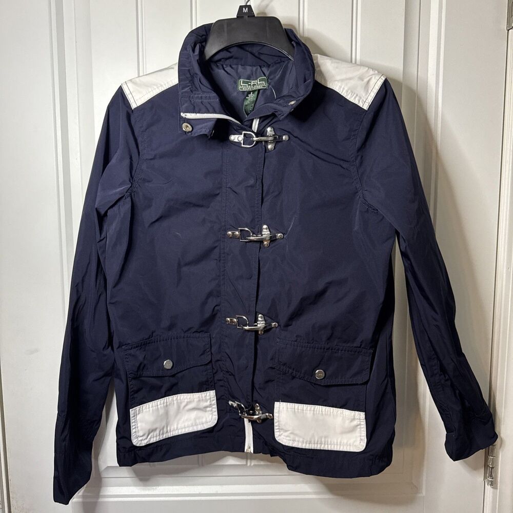 LRL Ralph Lauren Active Nautical Jacket Women's Small Navy Blue Lobster Clasps